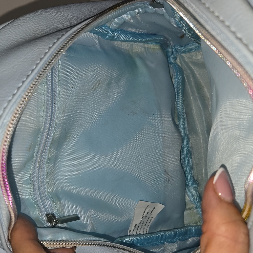 Omg Accessories Embroidered Roses Backpack Light Blue Gently Used View 4
